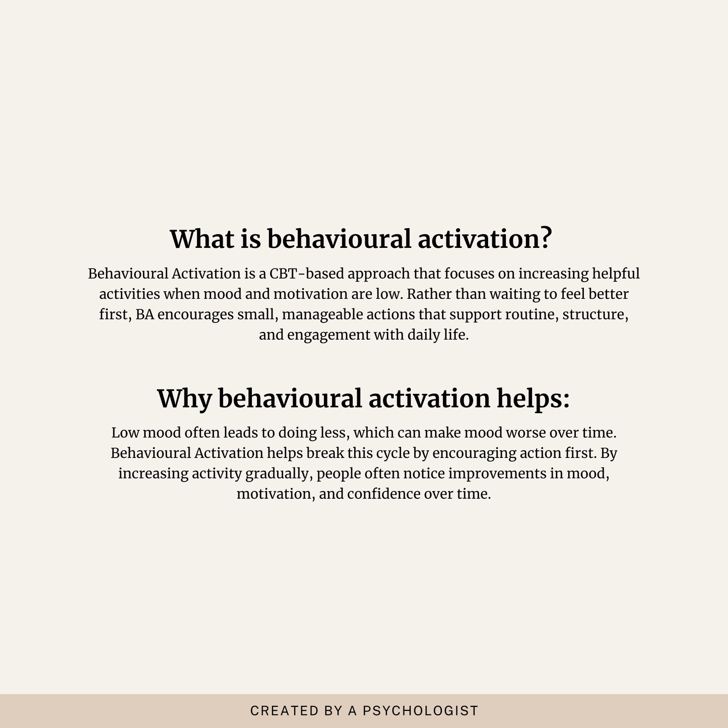 Behavioural Activation Worksheet