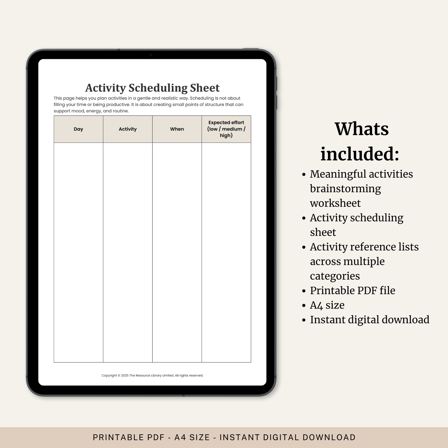 Behavioural Activation Activity Planner