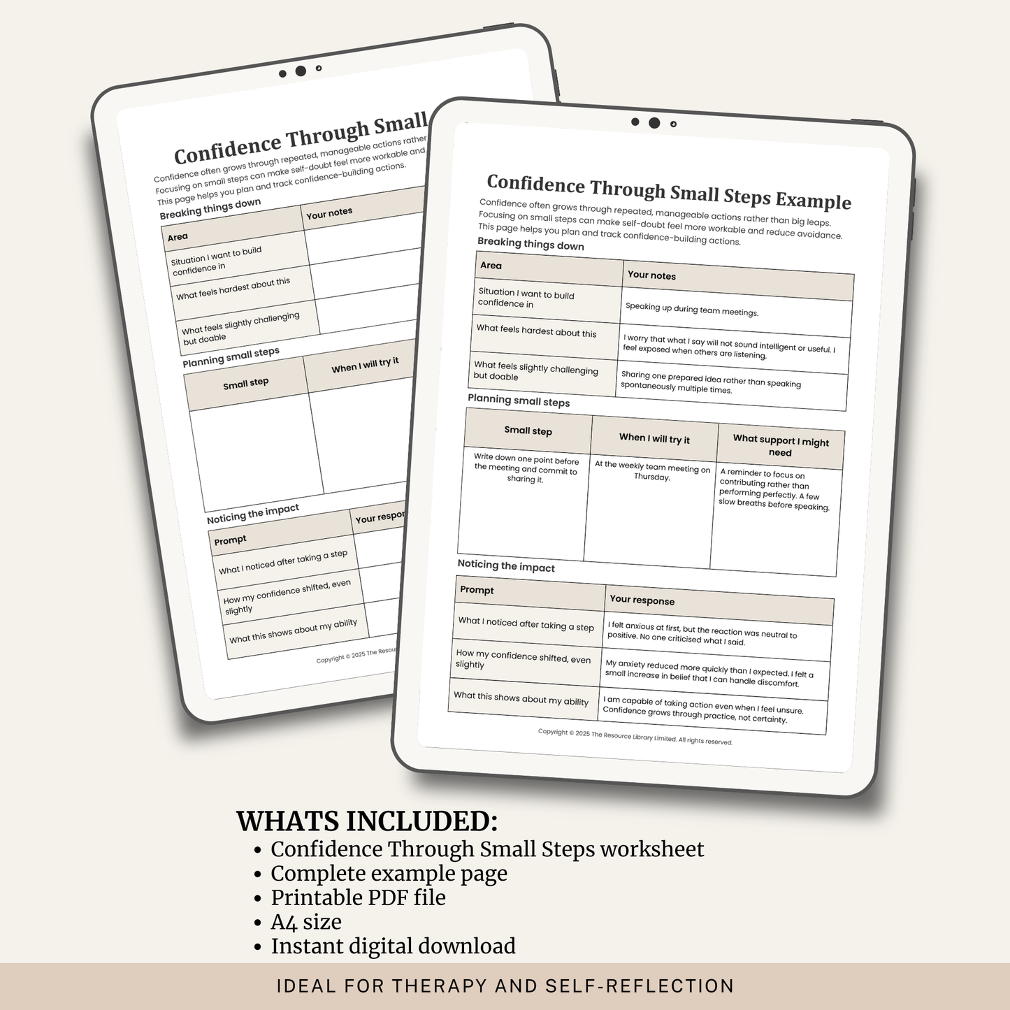 Confidence Through Small Steps Worksheet