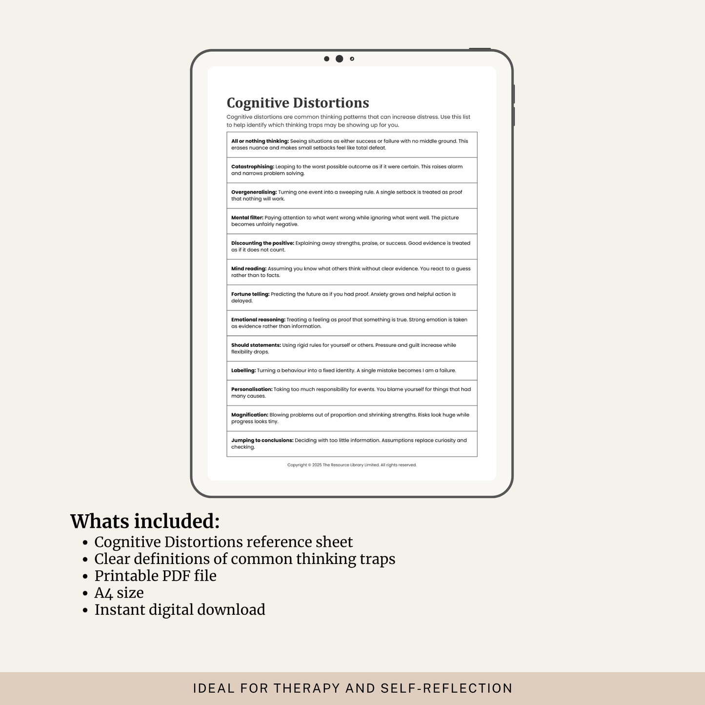 Cognitive Distortions Reference Sheet