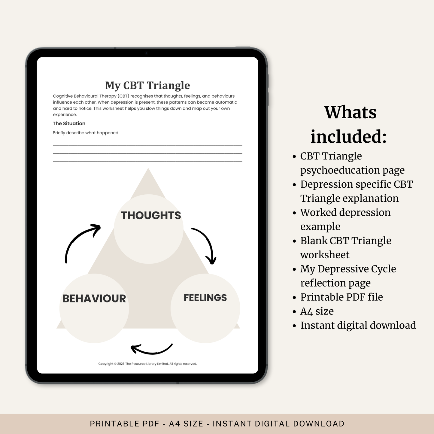 CBT Triangle for Depression Worksheets