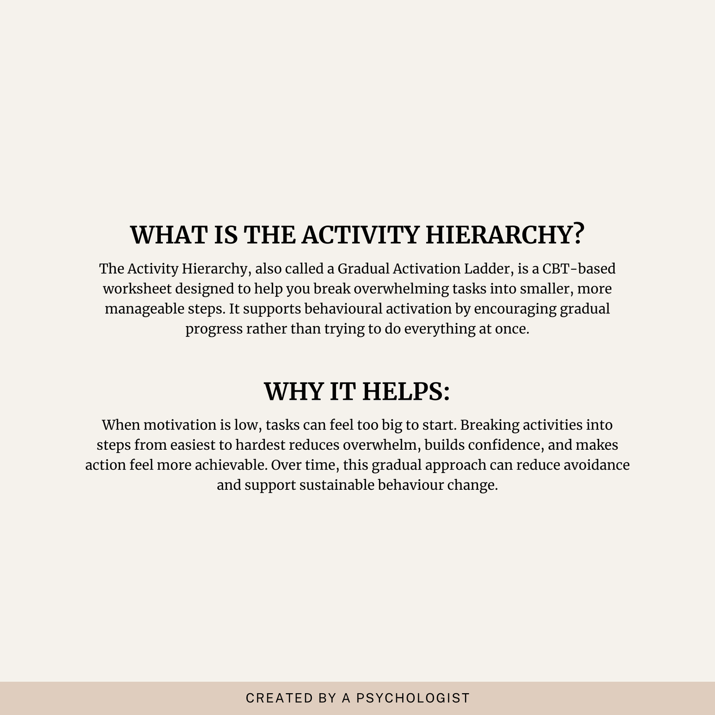 Activity Hierarchy Worksheet