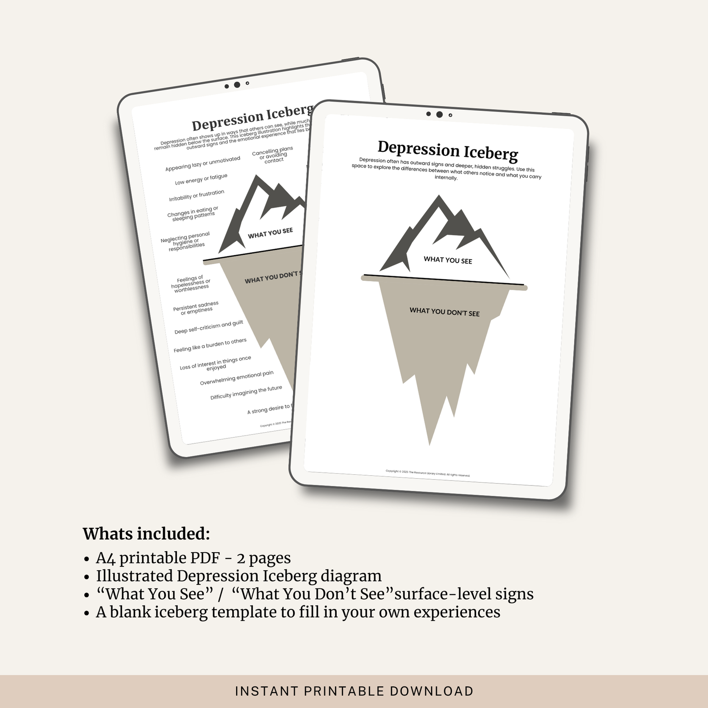 Depression Iceberg Worksheet
