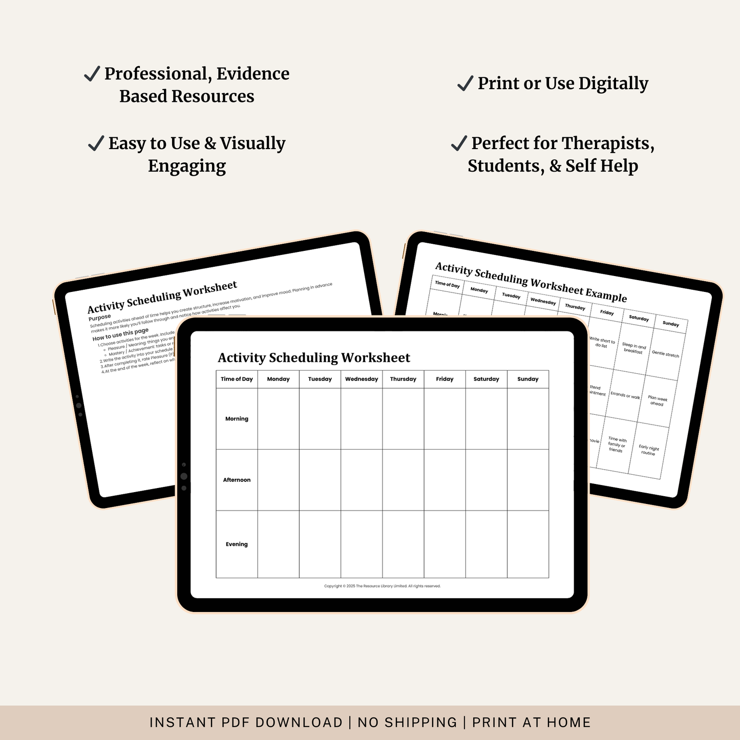 Activity Scheduling Worksheet