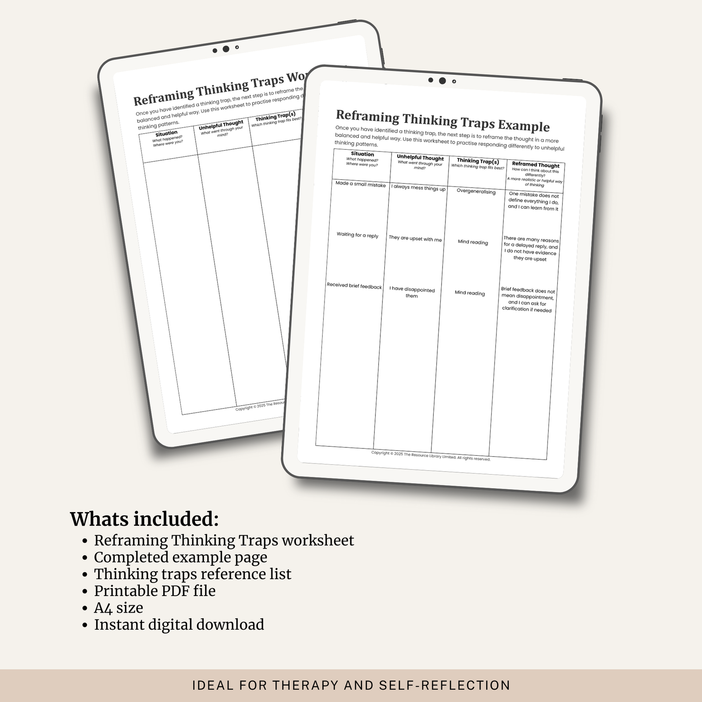 Reframing Thinking Traps Worksheet