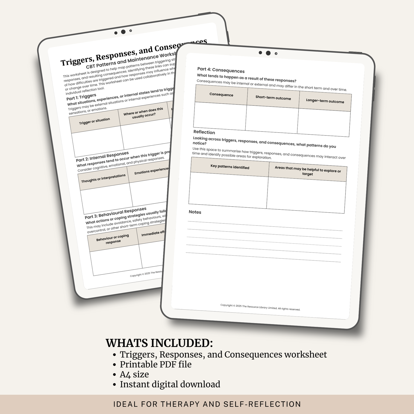 Triggers, Responses & Consequences Worksheet