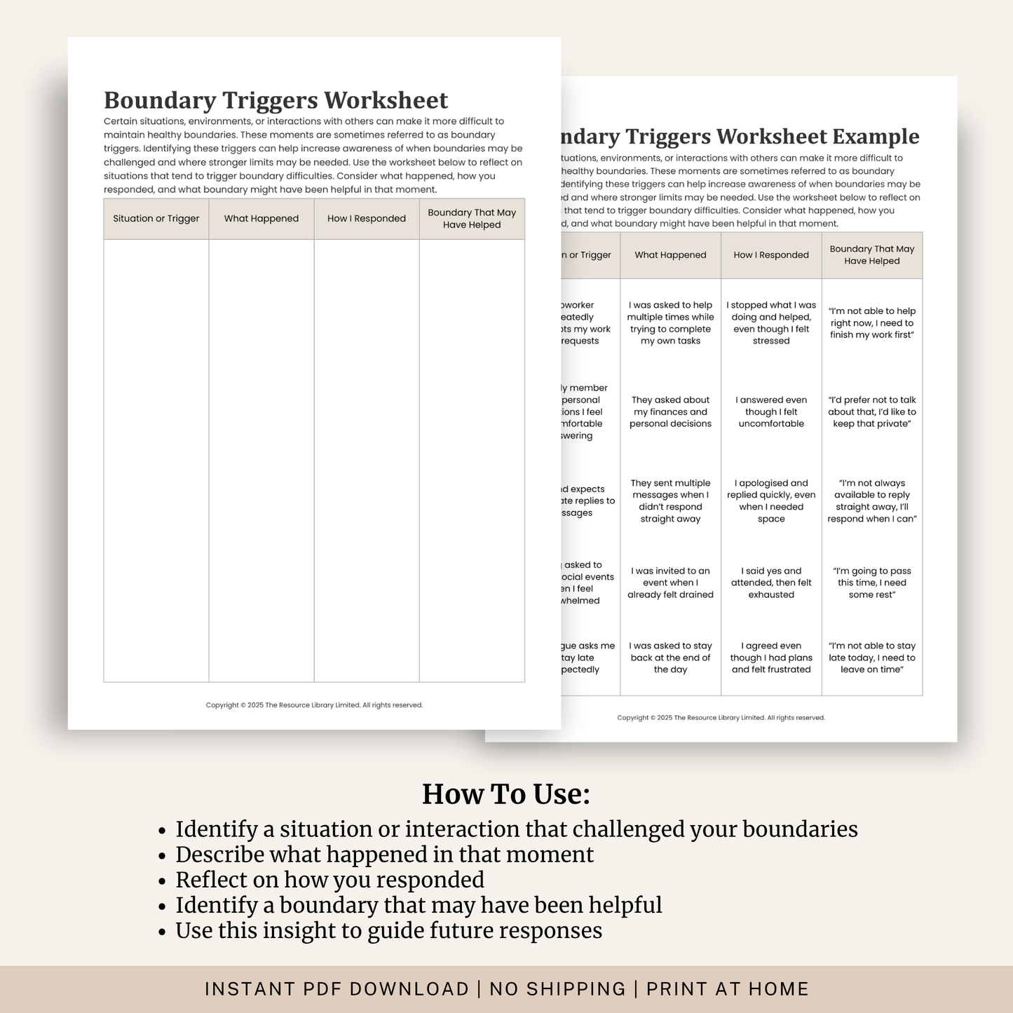 Boundary Triggers Worksheet