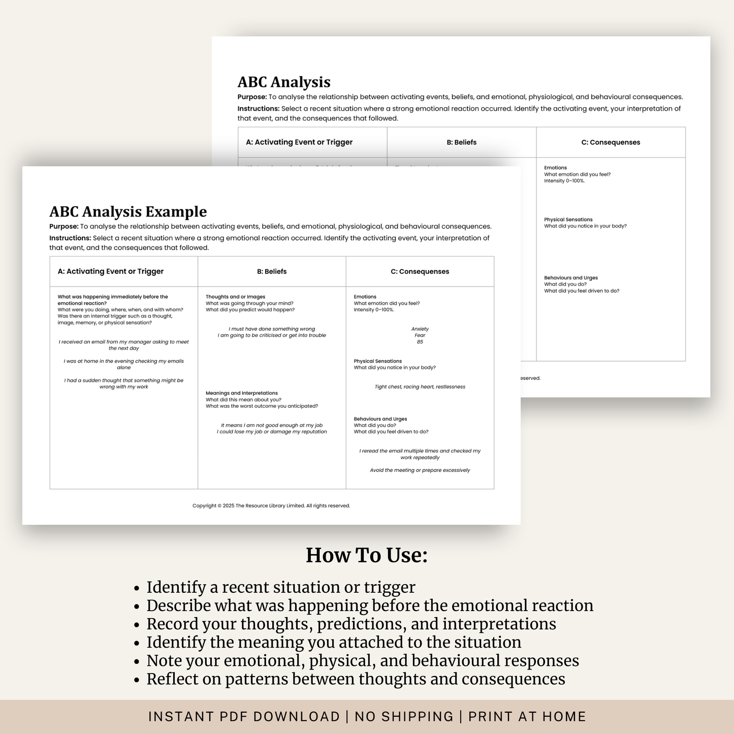 ABC Analysis Worksheet
