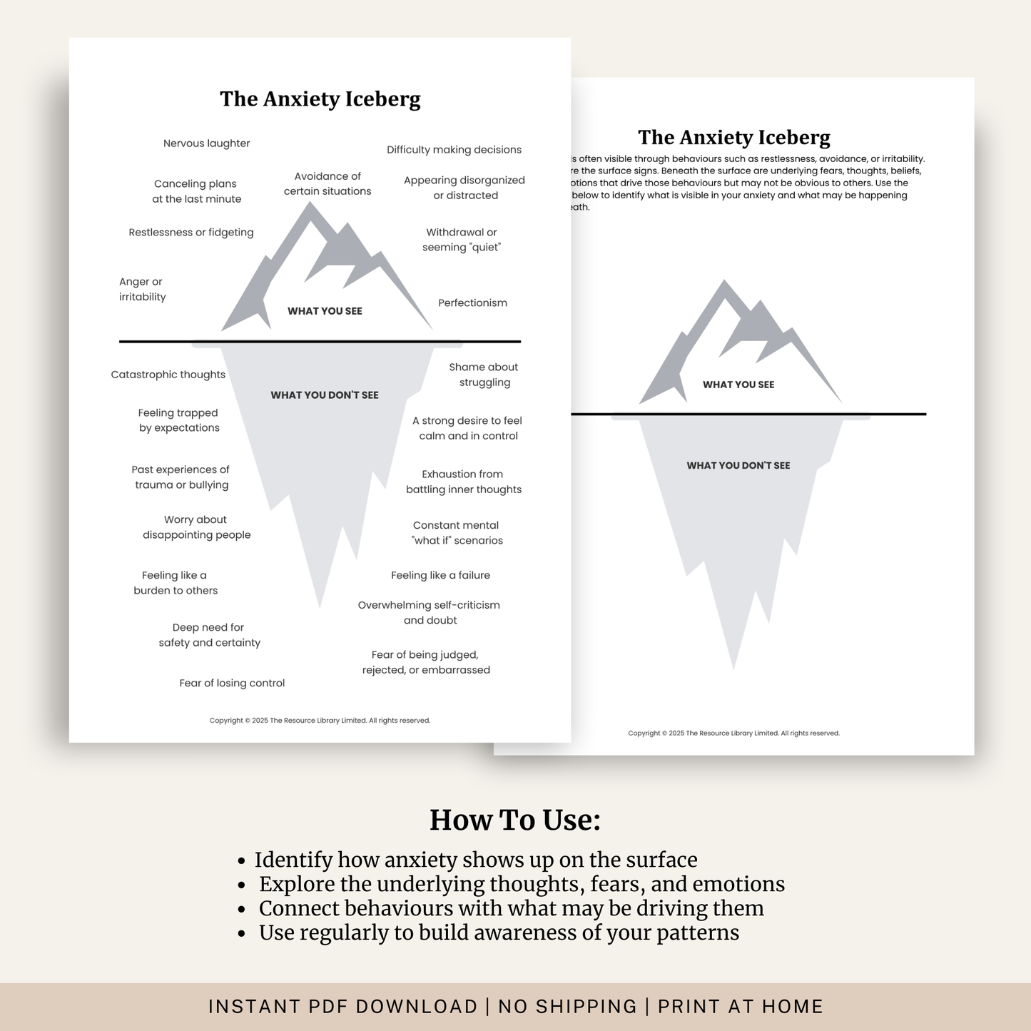 Anxiety Iceberg Worksheet