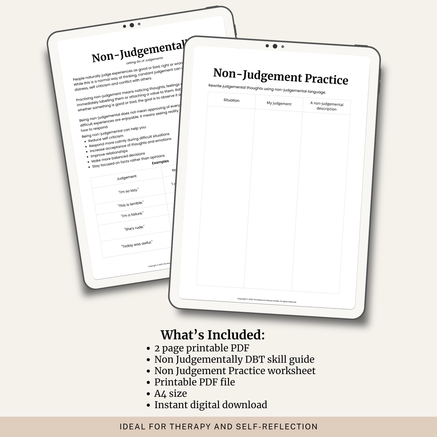 Non Judgementally DBT Skill Worksheet