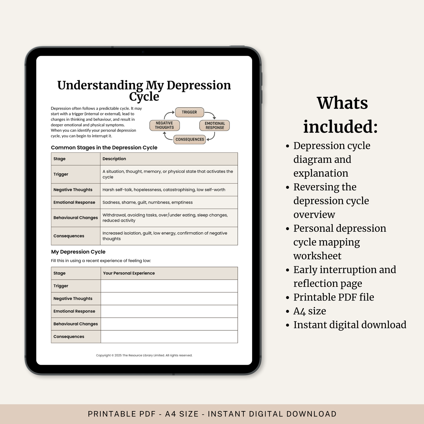 Cycle of Depression Worksheet