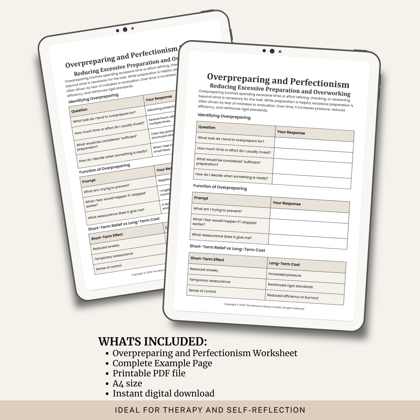 Overpreparing & Perfectionism Worksheet