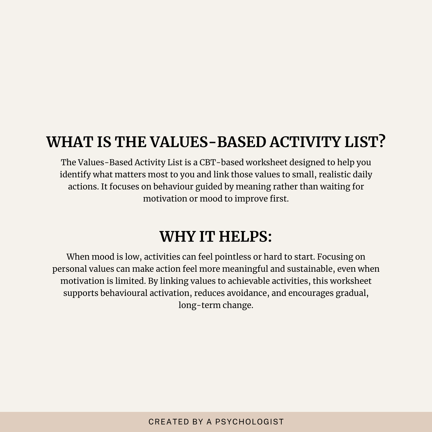 Values-Based Activity List