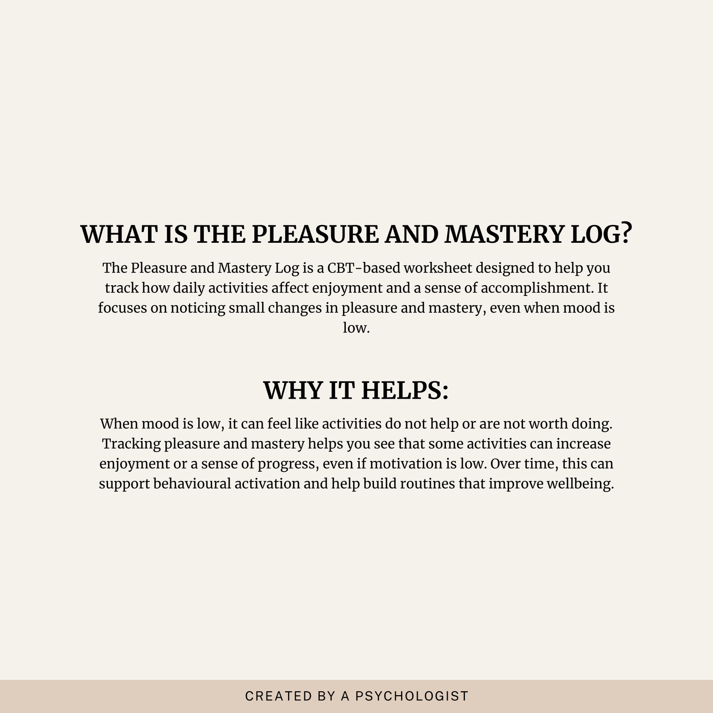 Pleasure and Mastery Log