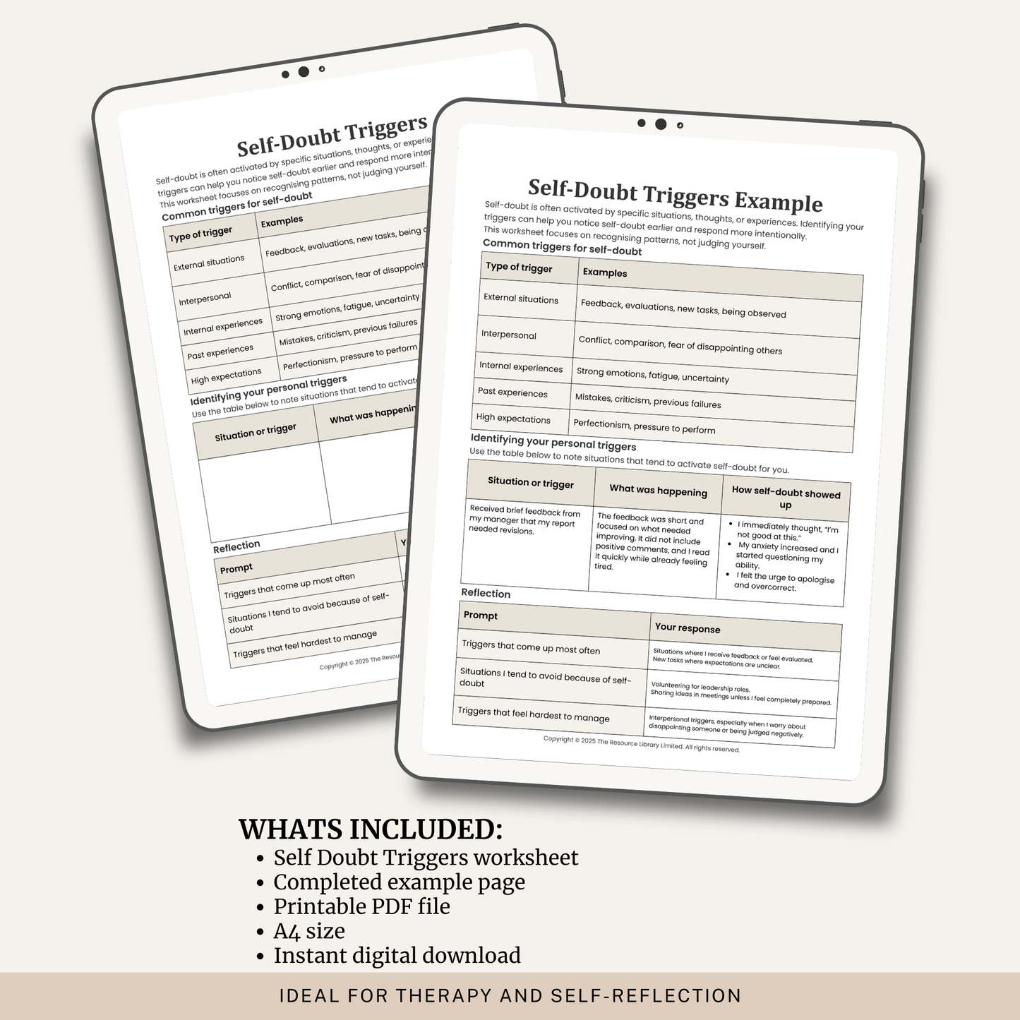 Self-Doubt Triggers Worksheet