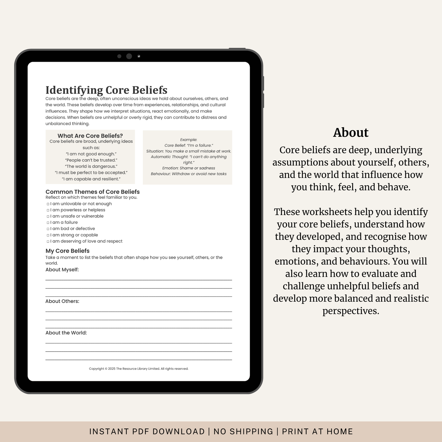 Core Beliefs Worksheets