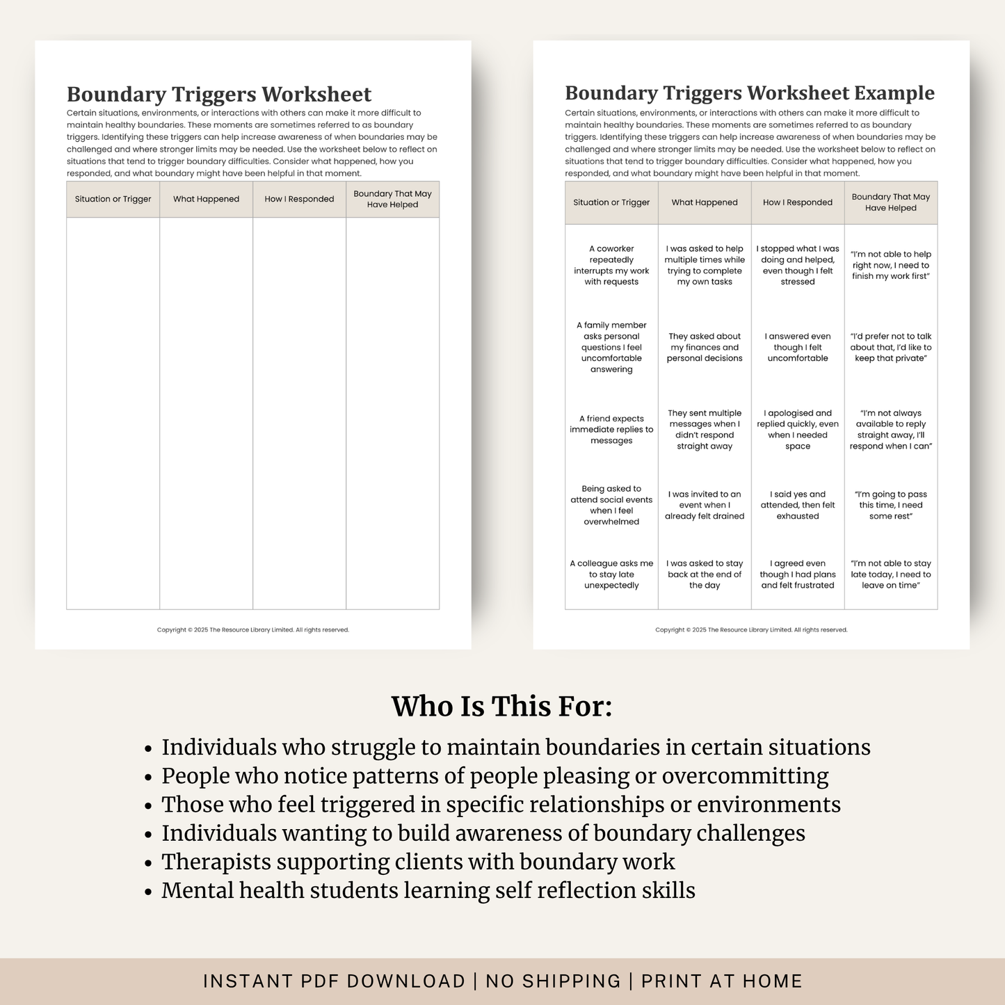 Boundary Triggers Worksheet