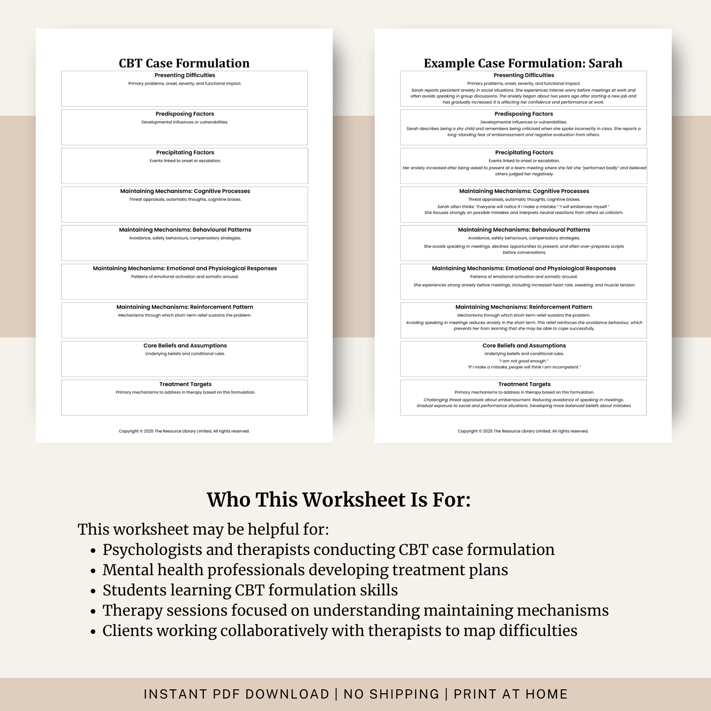 CBT Case Formulation Worksheet