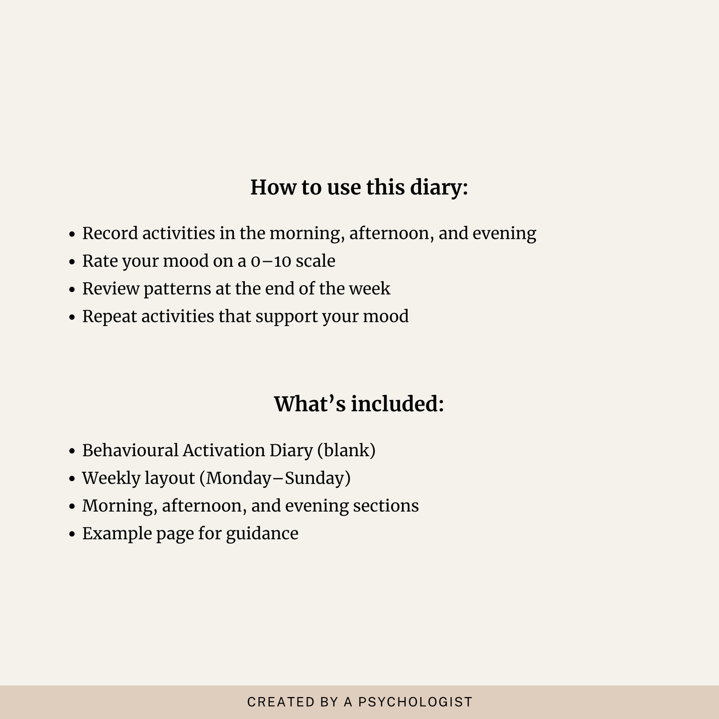 Behavioural Activation Diary