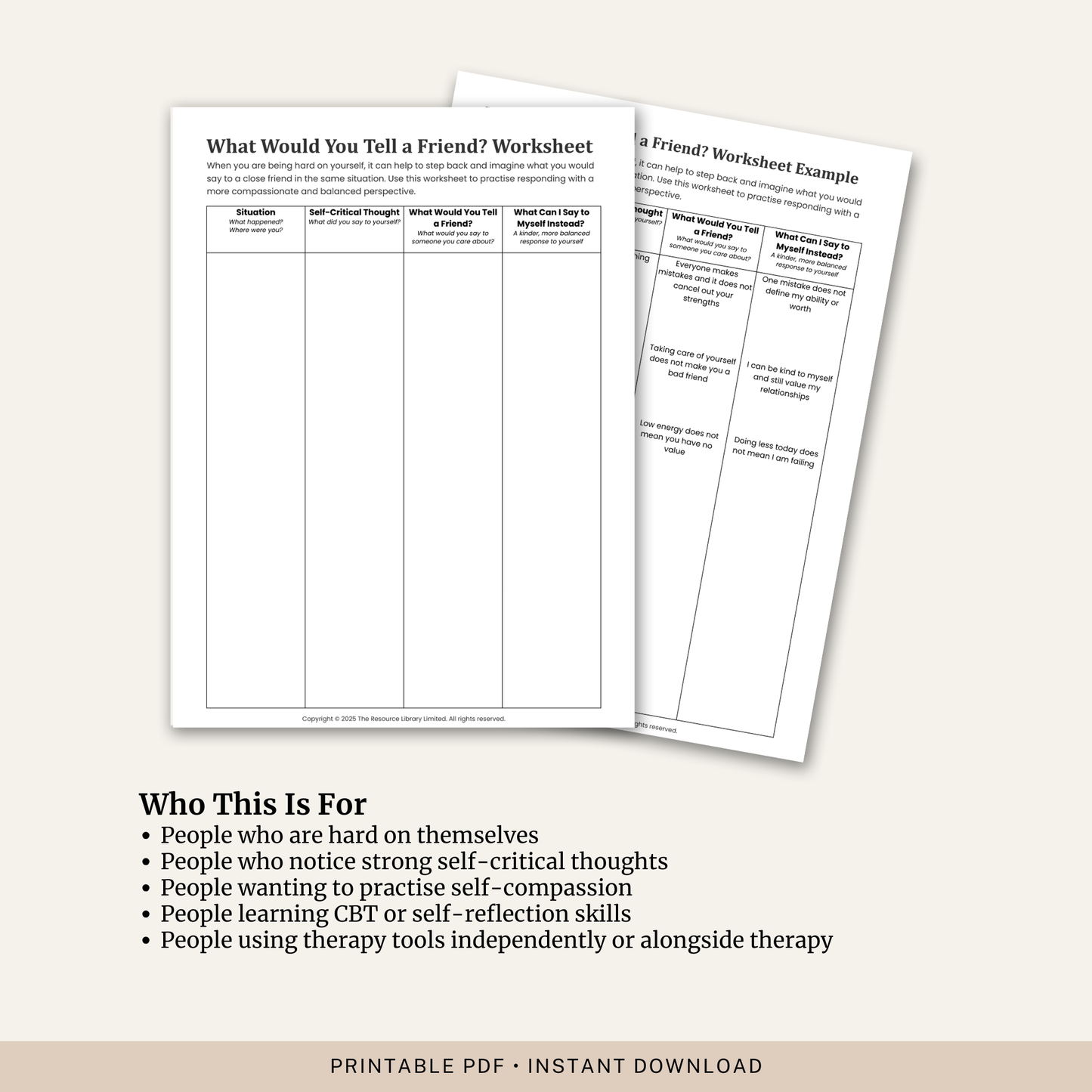 What Would You Tell a Friend Worksheet