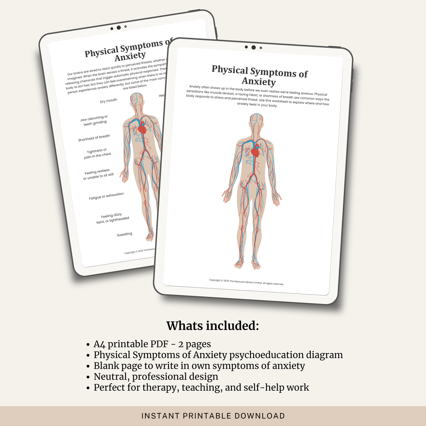 Physical Symptoms of Anxiety Worksheet
