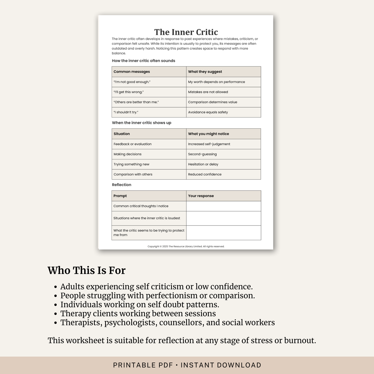 The Inner Critic Worksheet