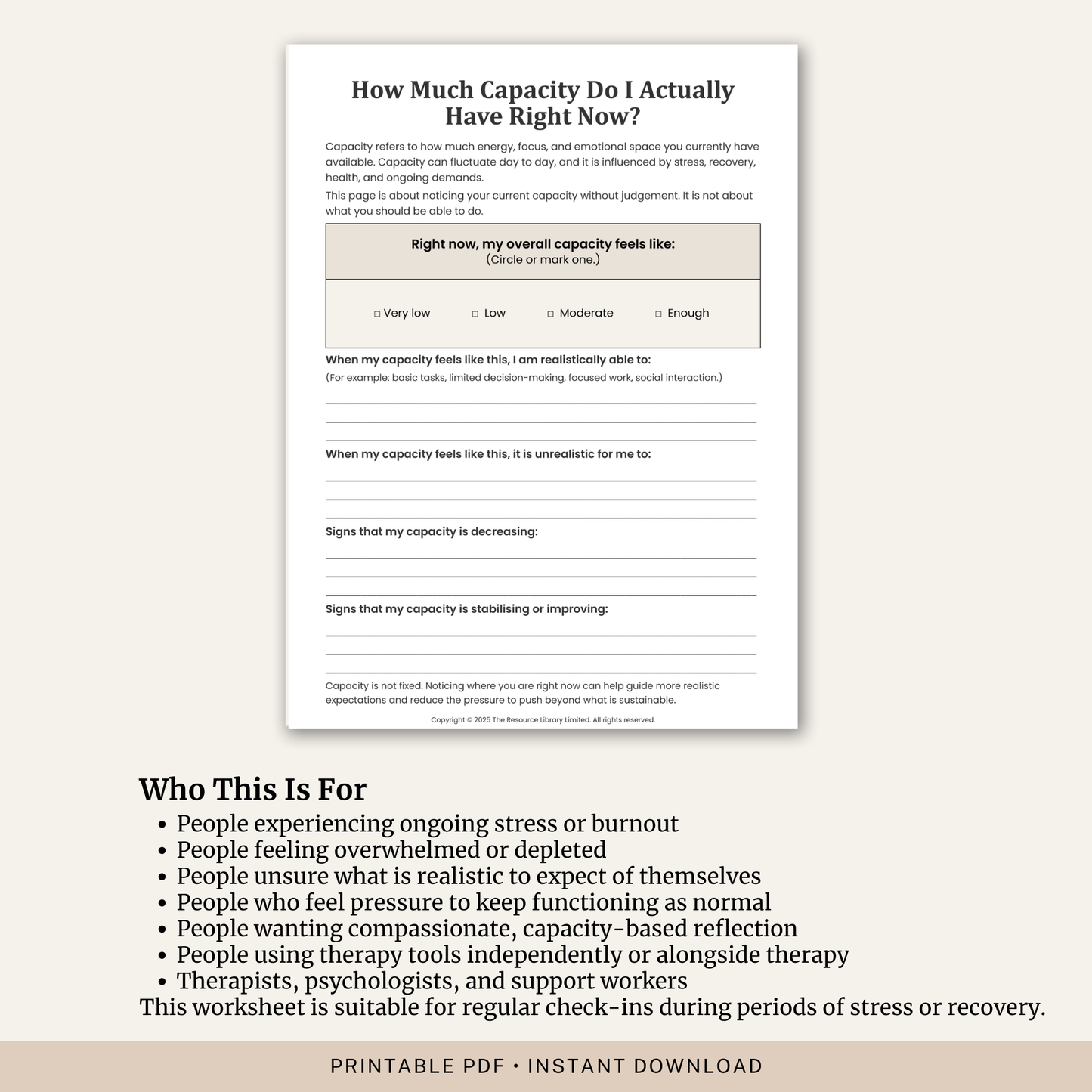 How Much Capacity Do I Actually Have Right Now Worksheet