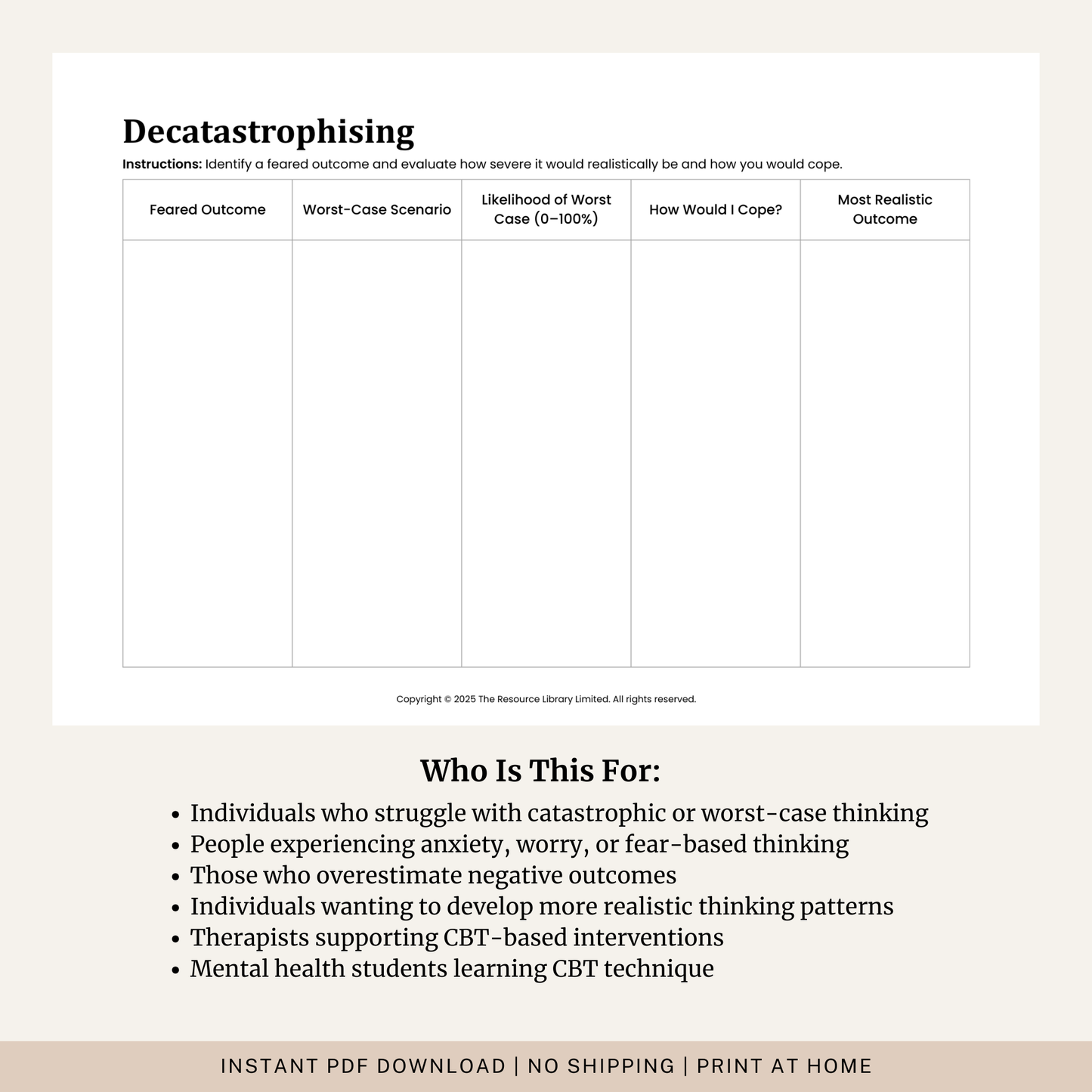 Decatastrophising Worksheet