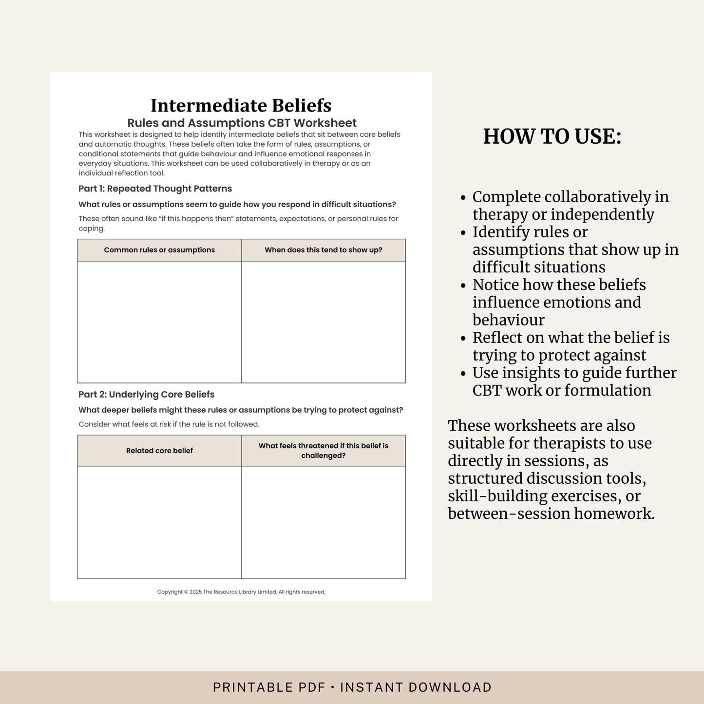Intermediate Beliefs Worksheet