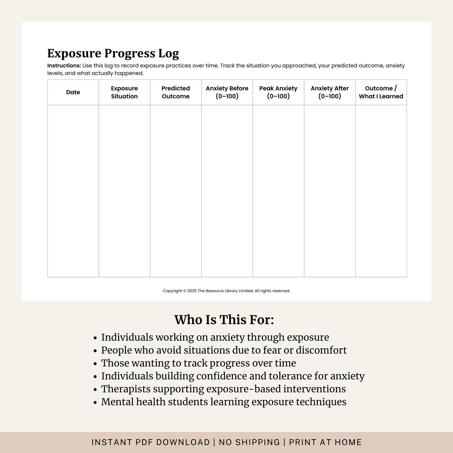 Exposure Progress Log