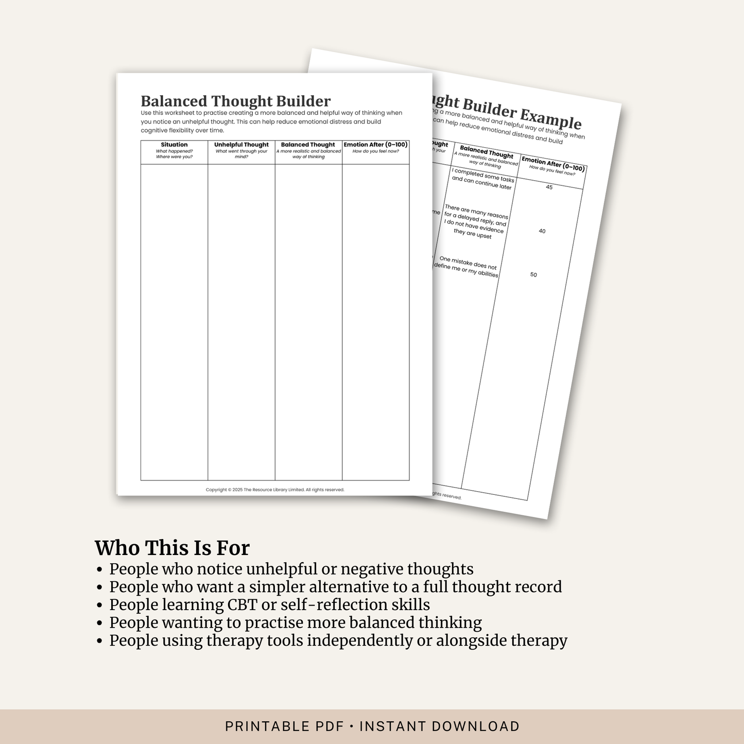 Balanced Thought Builder Worksheet