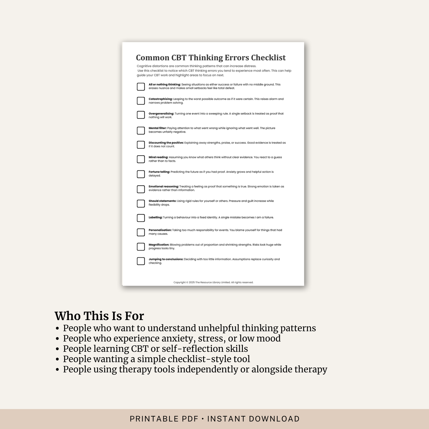 CBT Thinking Errors Checklist