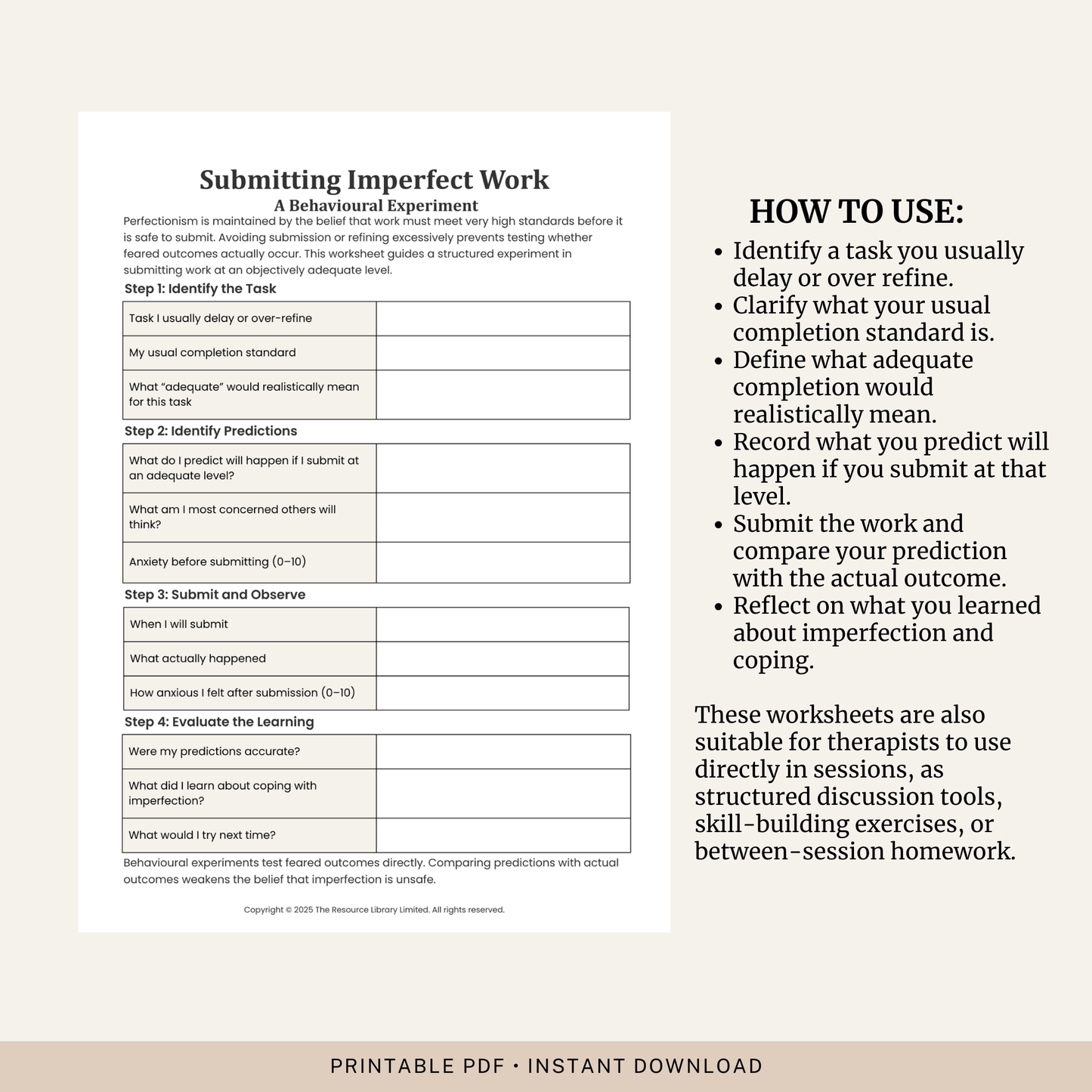 Submitting Imperfect Work Worksheet