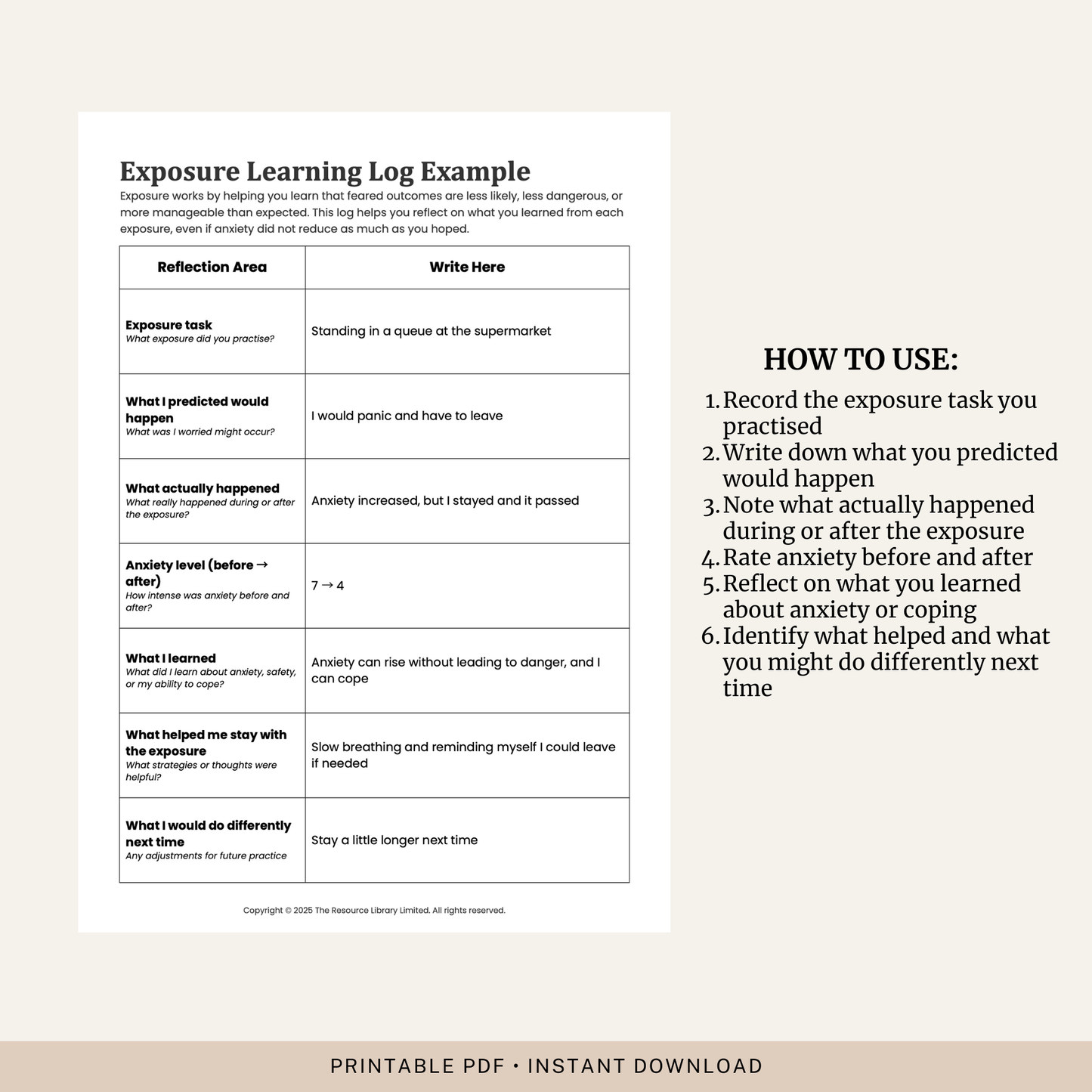 Exposure Learning Log