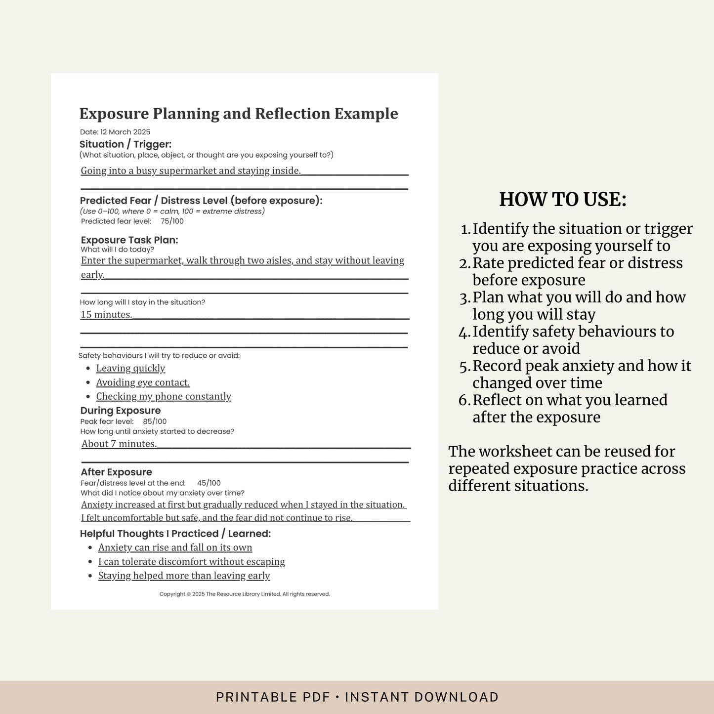 Exposure Planning and Reflection Worksheet