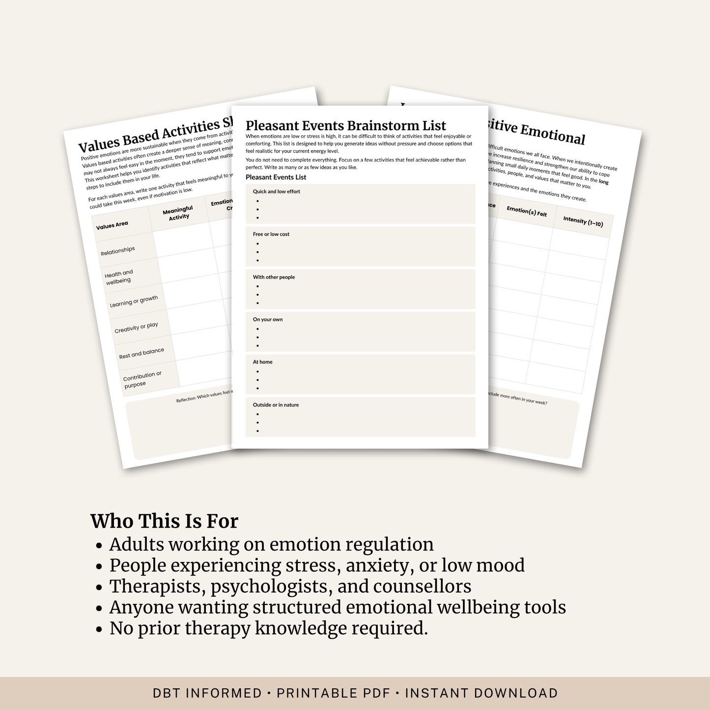 Increasing Positive Emotions Worksheet
