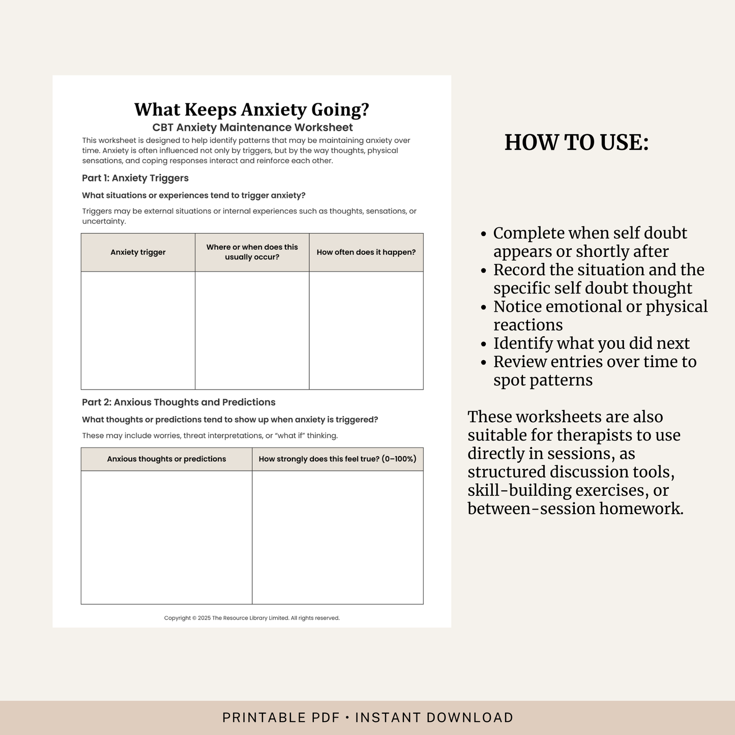 Self-Doubt Thought Log
