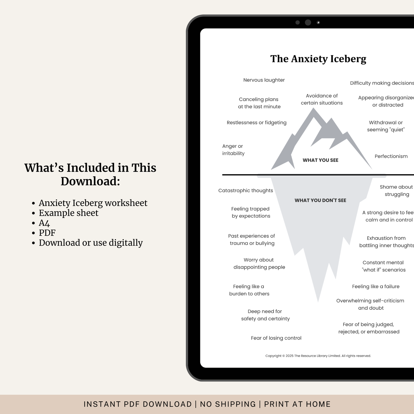 Anxiety Iceberg Worksheet