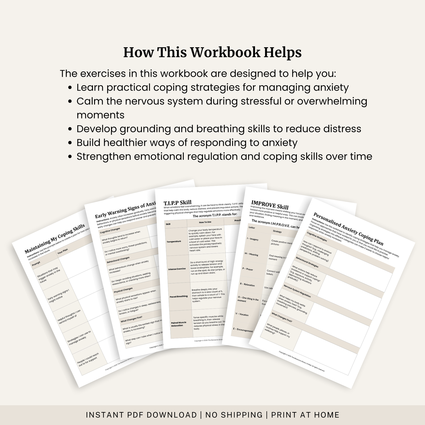 Anxiety Coping Skills Workbook