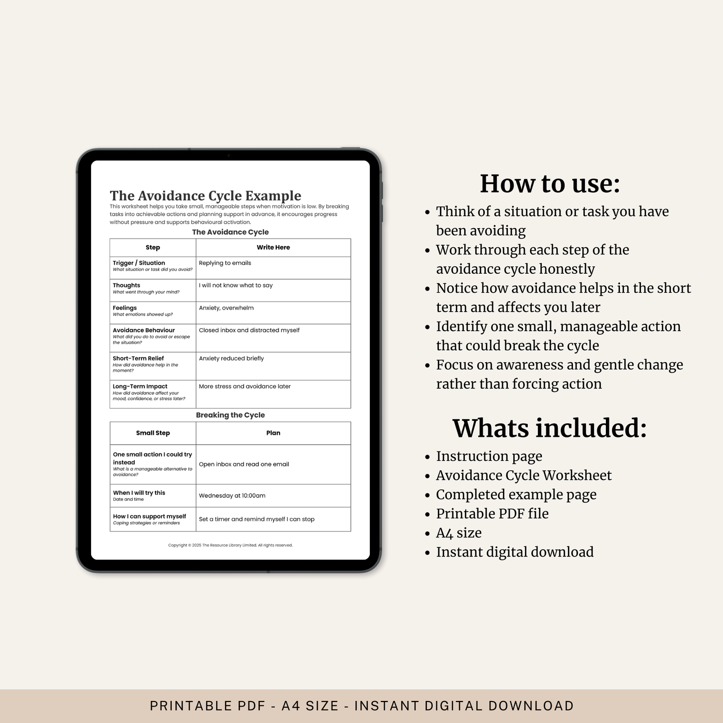 Avoidance Cycle Worksheet
