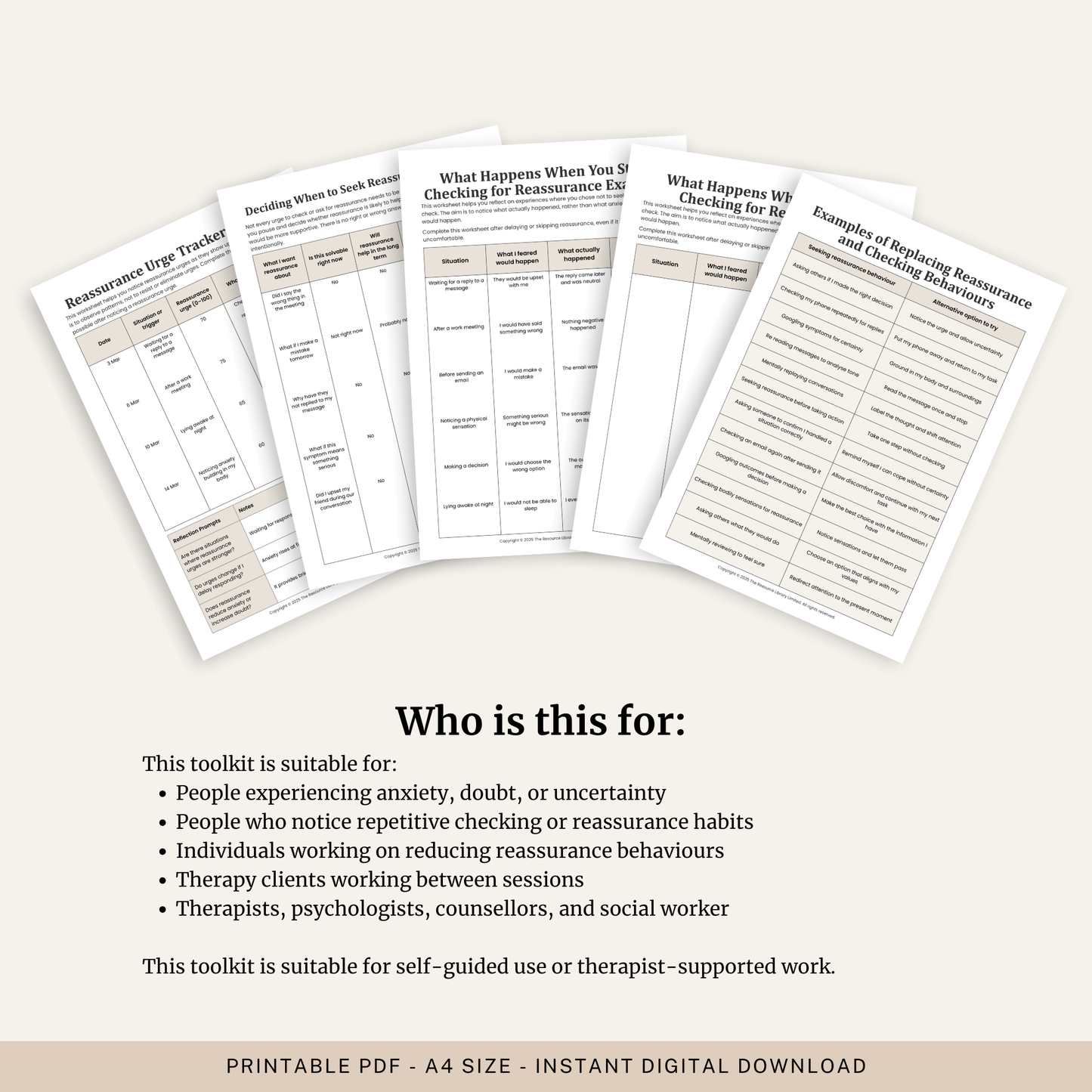 Reassurance Seeking and Overchecking Toolkit