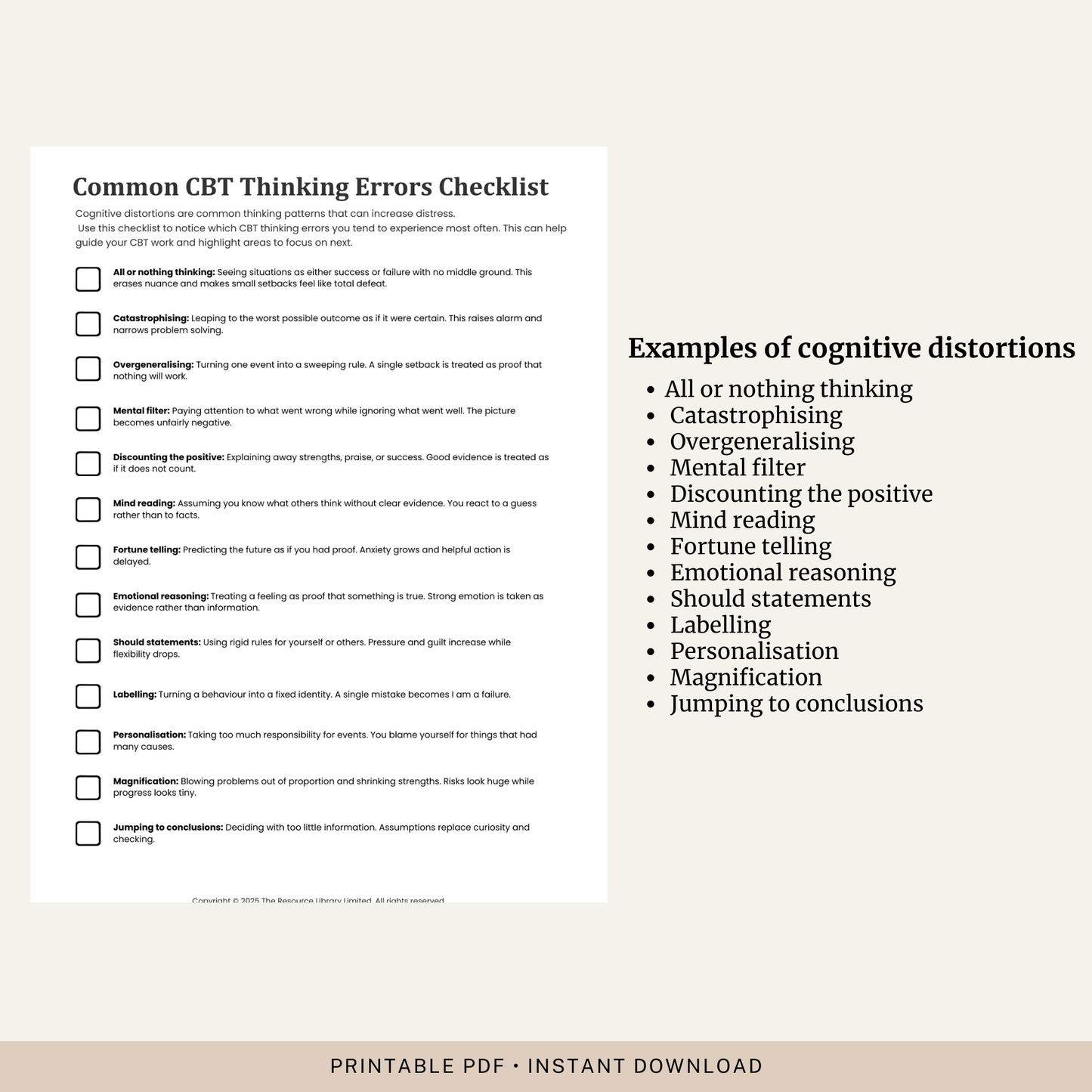 CBT Thinking Errors Checklist
