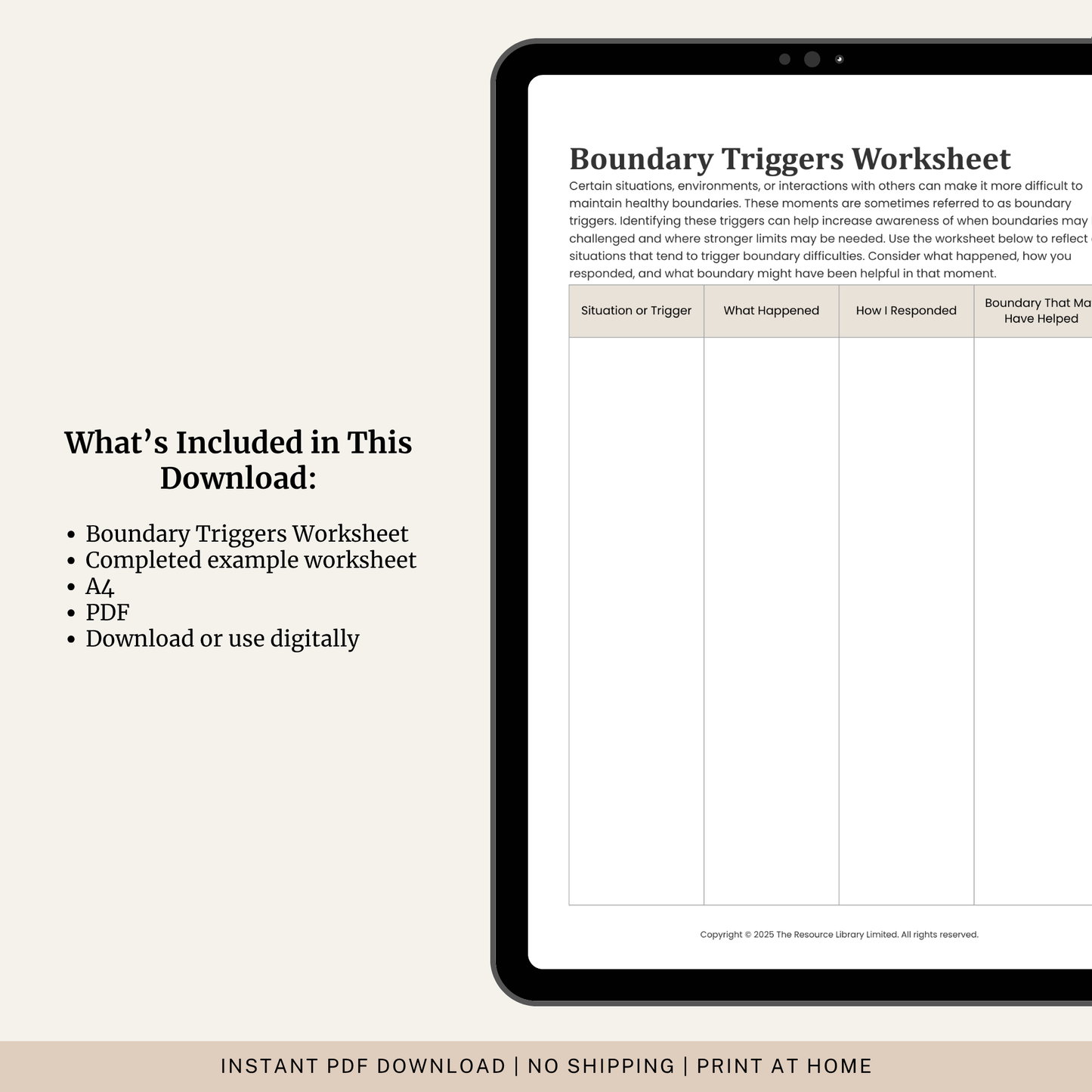 Boundary Triggers Worksheet
