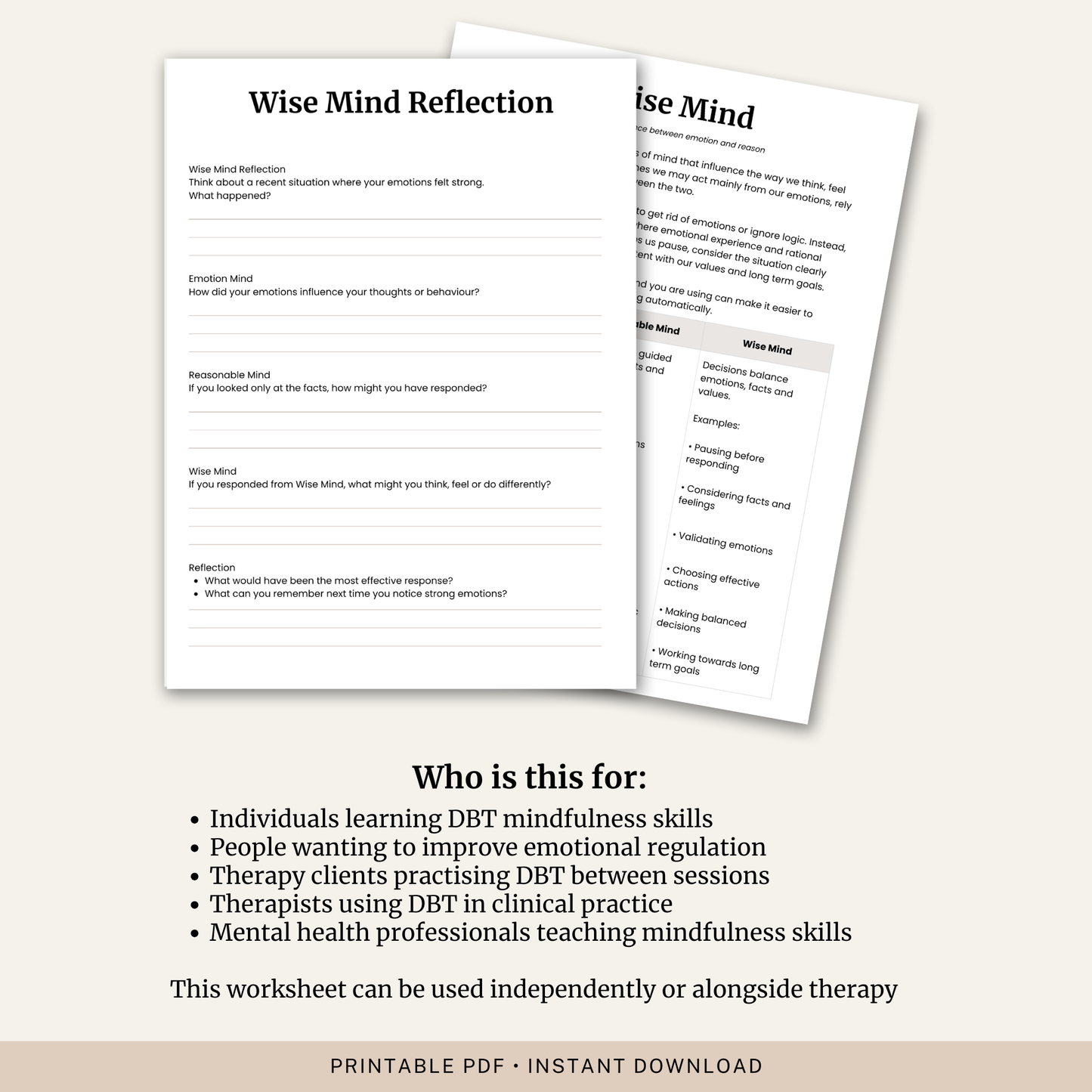 Wise Mind DBT Worksheet