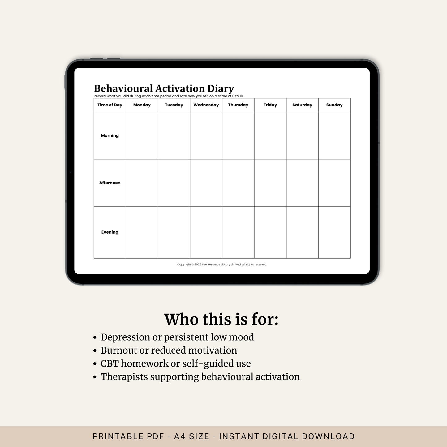 Behavioural Activation Diary