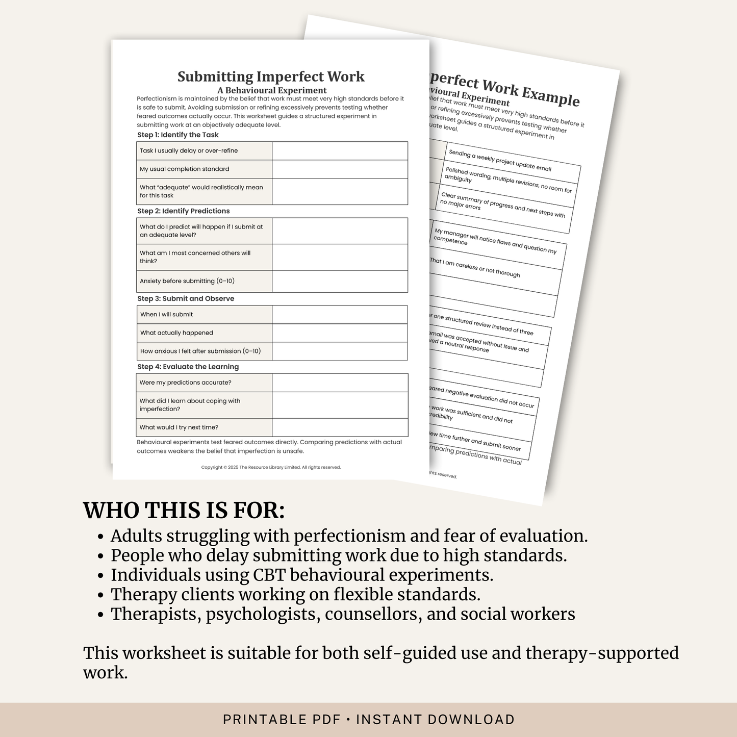 Submitting Imperfect Work Worksheet
