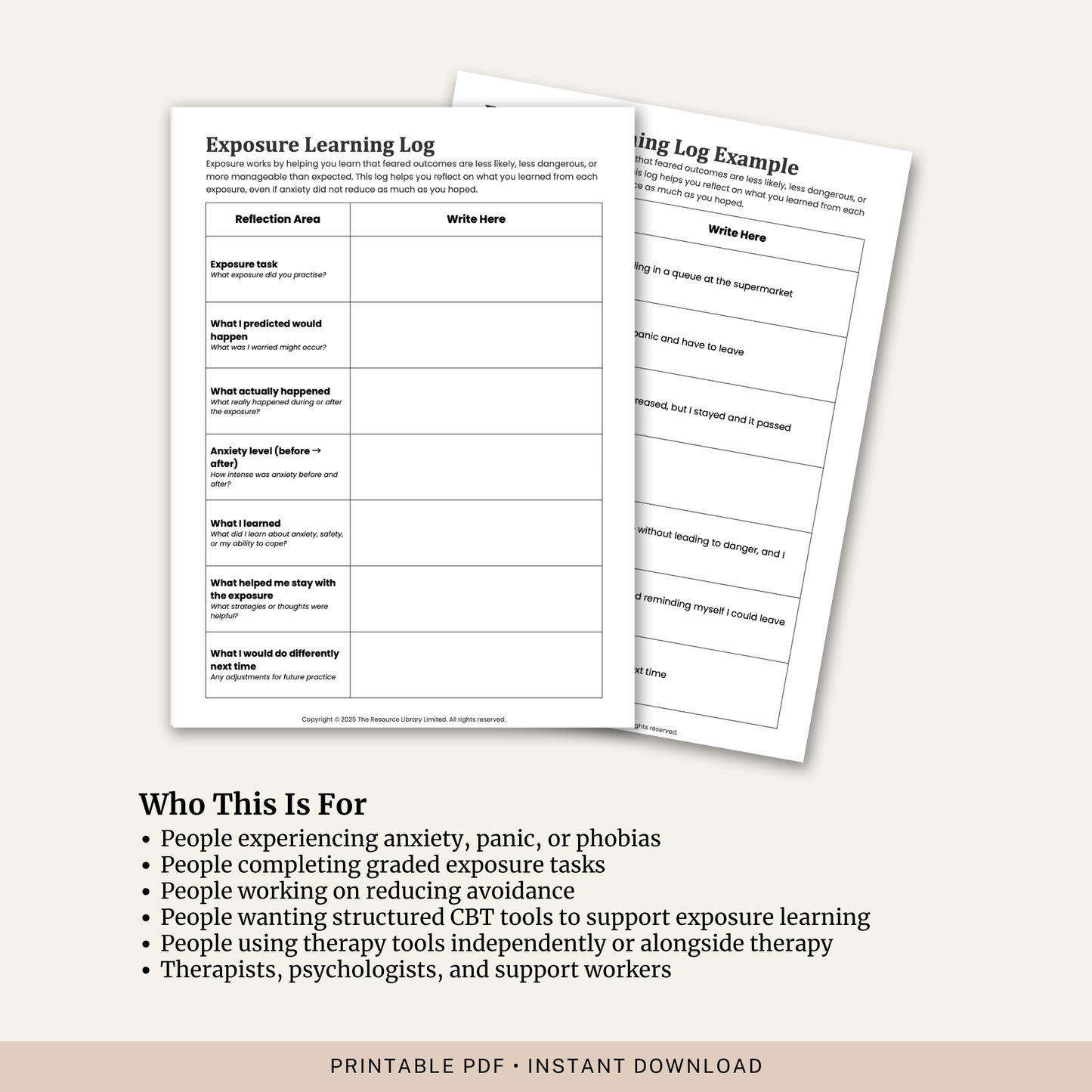 Exposure Learning Log