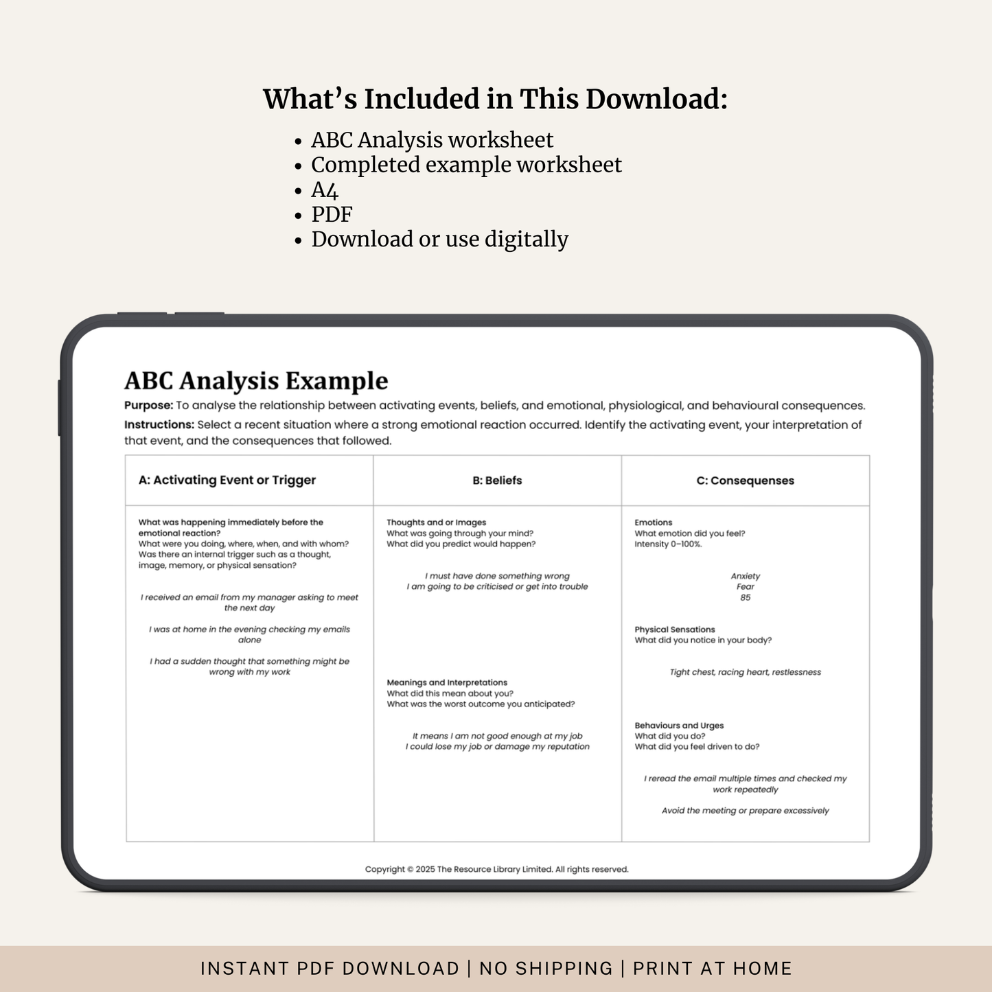 ABC Analysis Worksheet