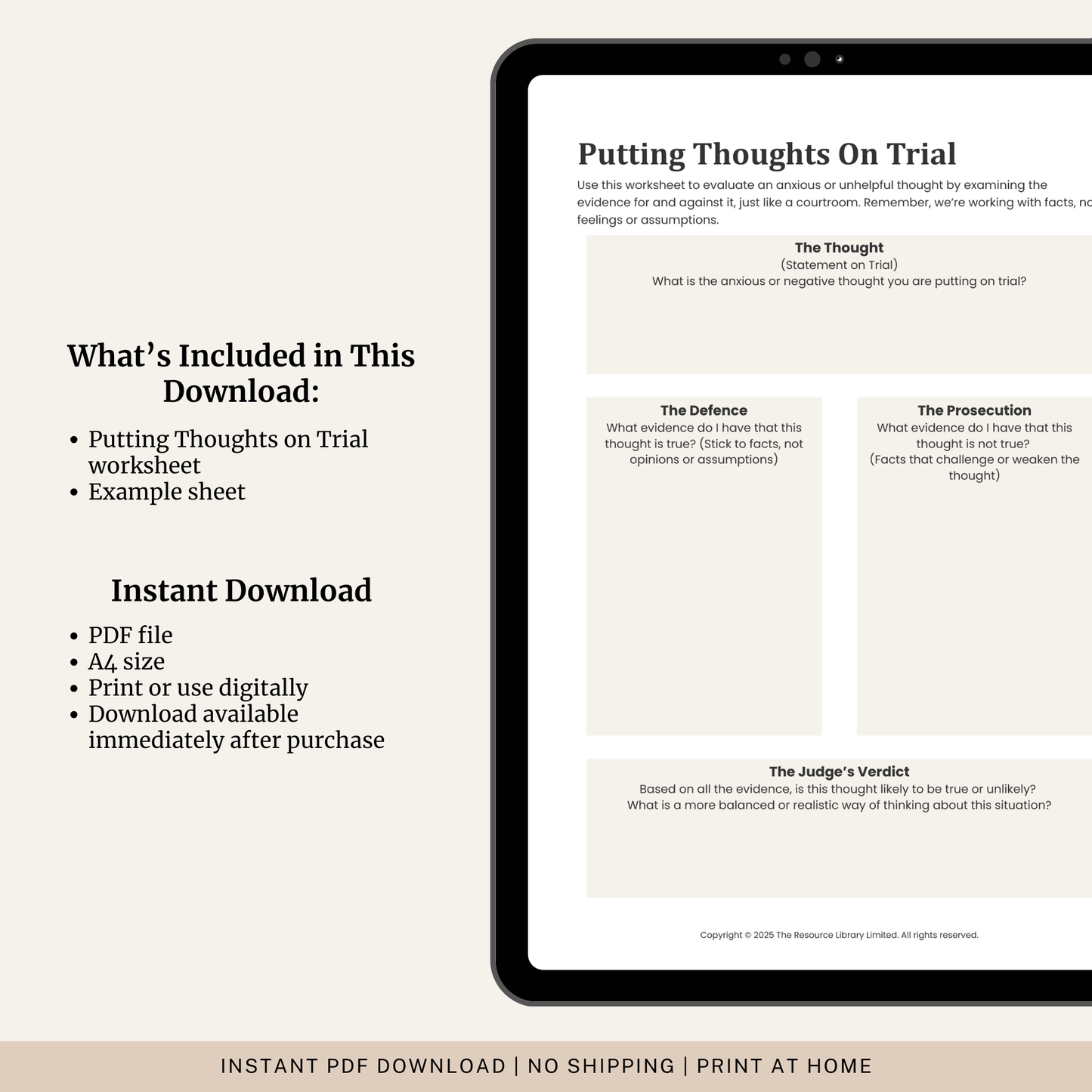 Putting Thoughts on Trial Worksheet