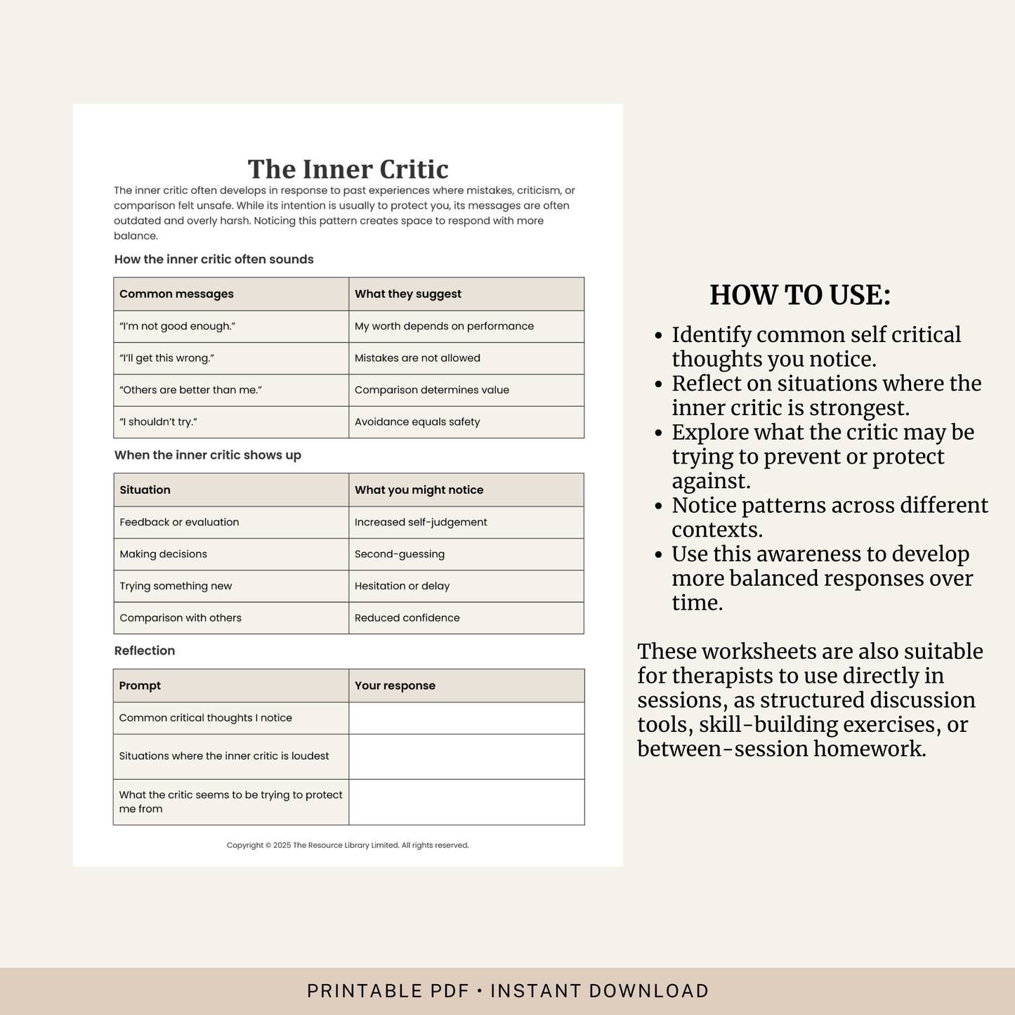 The Inner Critic Worksheet